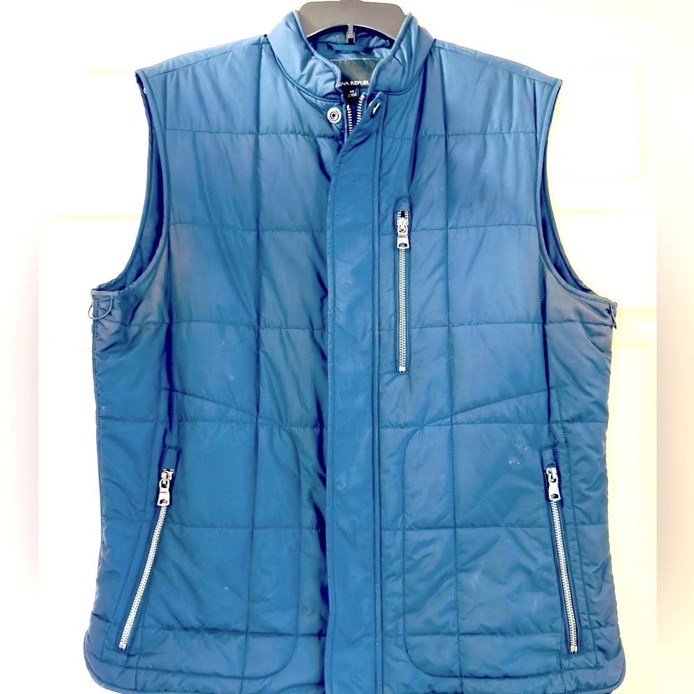EUC Banana Republic Blue Quilted Puffer Vest with Stand-Up Collar Size M‎
